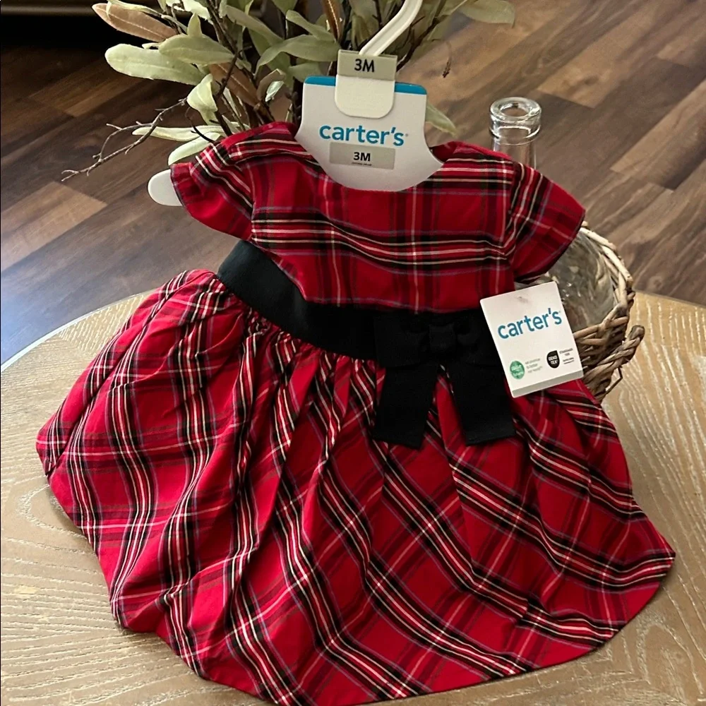 NWT! Baby Girl Carter's Red & Black Plaid Baby Holiday Dress